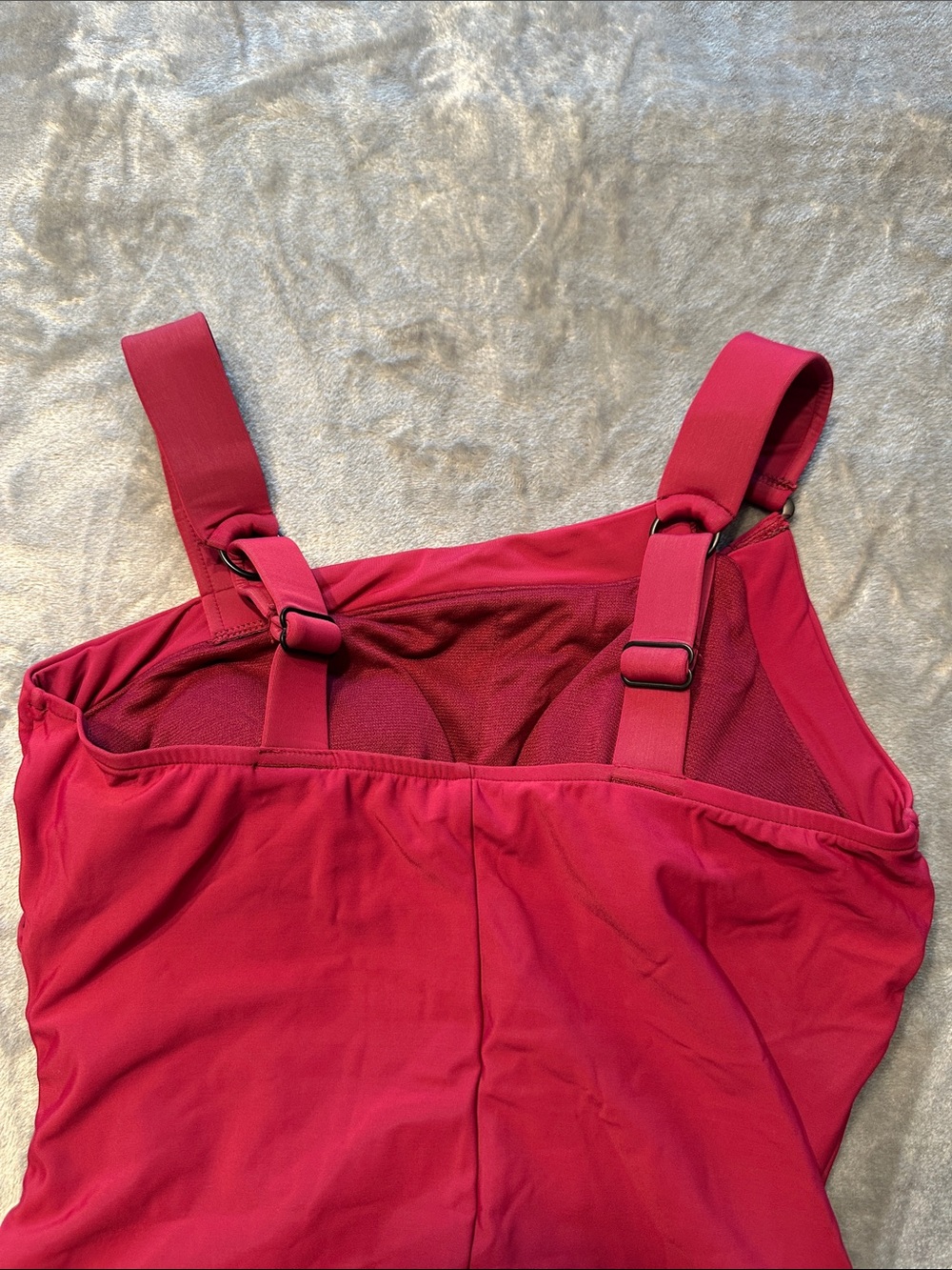 NWTS Aqua Green Deep Red/Maroon One-Piece Swimsuit Sz L - Picture 5 of 14
